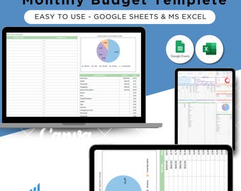 Monthly Budget Planner for Google Sheets, Ultimate Annual Expense Tracker, Zero-Based Budget Template, Paycheck and Debt Spreadsheet