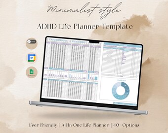 ADHD Digital Life Planner, Life Planner Google Sheet Vorlage, bearbeitbarer Alltagsplaner Excel Sheet, ADHD Tracker Google Sheet