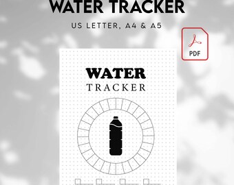 Water Tracker Monthly, PRINTABLE Journal Page, Monthly Tracker, Water Log, Planner Page, Daily Tracker, Health Tracker, Checklist, PDF