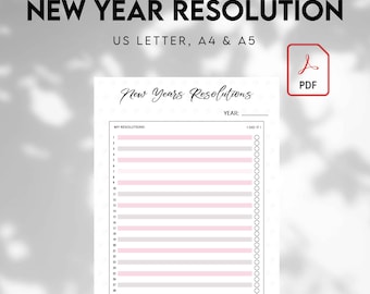 Neujahrsvorsatz, Jahresrückblick 2024, Neujahrsideen für die Familie, Printable Journal, Neujahrsaktivität, Jahresziel, Planerseite, A5
