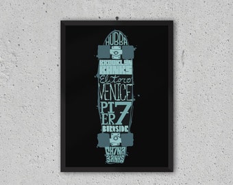 Skateboard Typography Illustration | Art Print | Poster