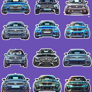 Pacchetto di oltre 30 adesivi di marca per auto premium / adesivi PNG e HD di alta qualità per laptop, telefoni, automobili e altro ancora