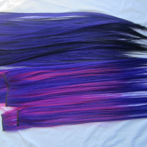 Light Purple Blue Burgundy Clip in Human Hair Extensions Pastel Ombre Amazon.com : HANNE 3 Tone Ombre Purple Blue Body Wave Hair  main image 3