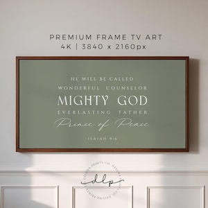 Arte cristiano para marcos de TV, letrero bíblico de Isaías 9:6, versículo bíblico navideño para marcos de TV, decoración navideña para pantallas de TV, descarga digital