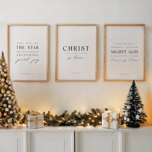 Set of 3 Christmas Wall Art, Christmas Bible Verse Prints, Christmas Scripture Printable, Christian Christmas Wall Decoration, Minimalist