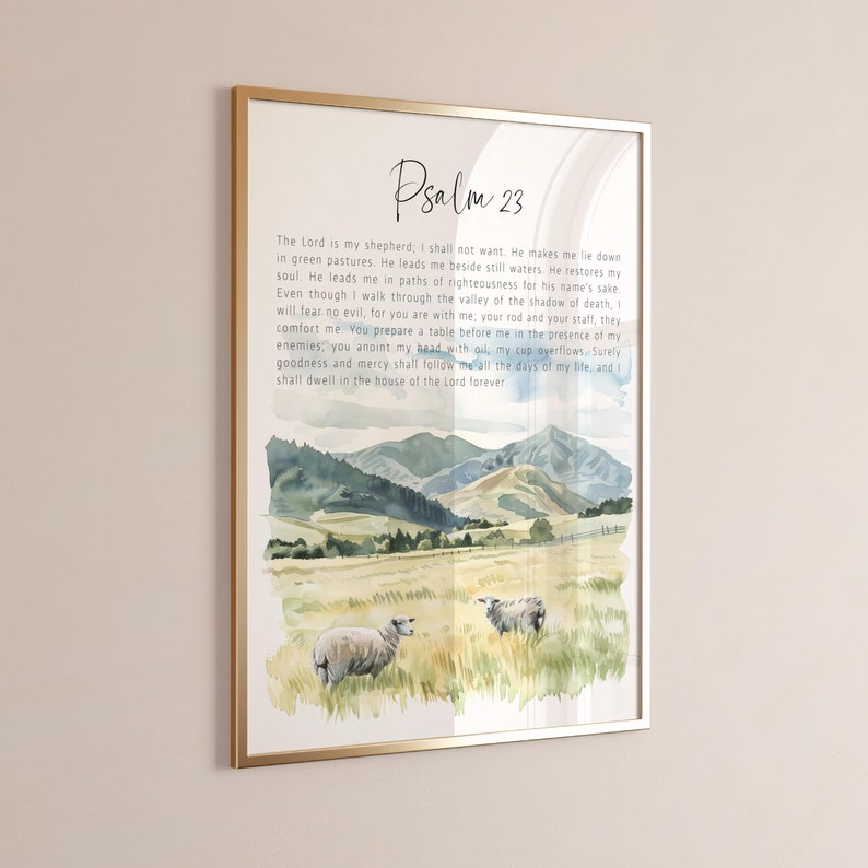 Psalm 23 the Lord is My Shepherd Bible Verse Wall Art, Christian Gift ...