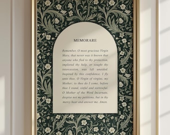 Memorare Prayer Print, Catholic Wall Art Download, Marian Prayer Wall Art, Soft Floral, Religious Home Decor, Devotional Print
