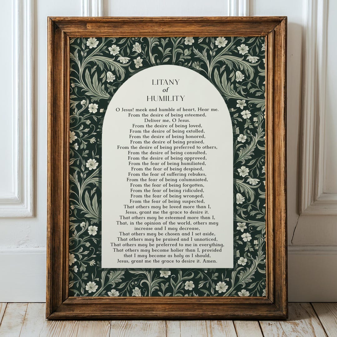 Litany of Humility Wall Art, Catholic Traditional Prayer Download ...