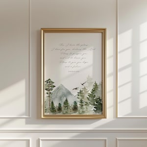 Jeremías 29:11 Porque yo sé los planes que tengo para vosotros, Arte mural con versículos bíblicos, Impresión de las Escrituras de la montaña, Arte mural cristiano, Decoración del hogar, Bautismo