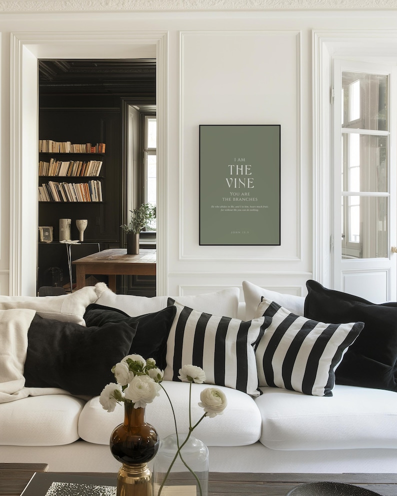I Am the Vine Bible Verse Print, John 15:5, Minimalist Christian Wall ...