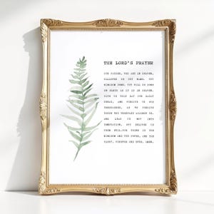 The Lord&#39;s Prayer Wall Art Printable, Bible Verse Wall Art, Scripture Print, Matthew 6:9-13, Christian Wall Art, Botanical, Home Decor