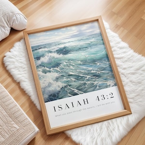 Isaiah 43:2 When You Pass through the Waters, Bible Verse Printable, Modern Scripture Print, Christian Wall Decor, Christian Gift, Baptism