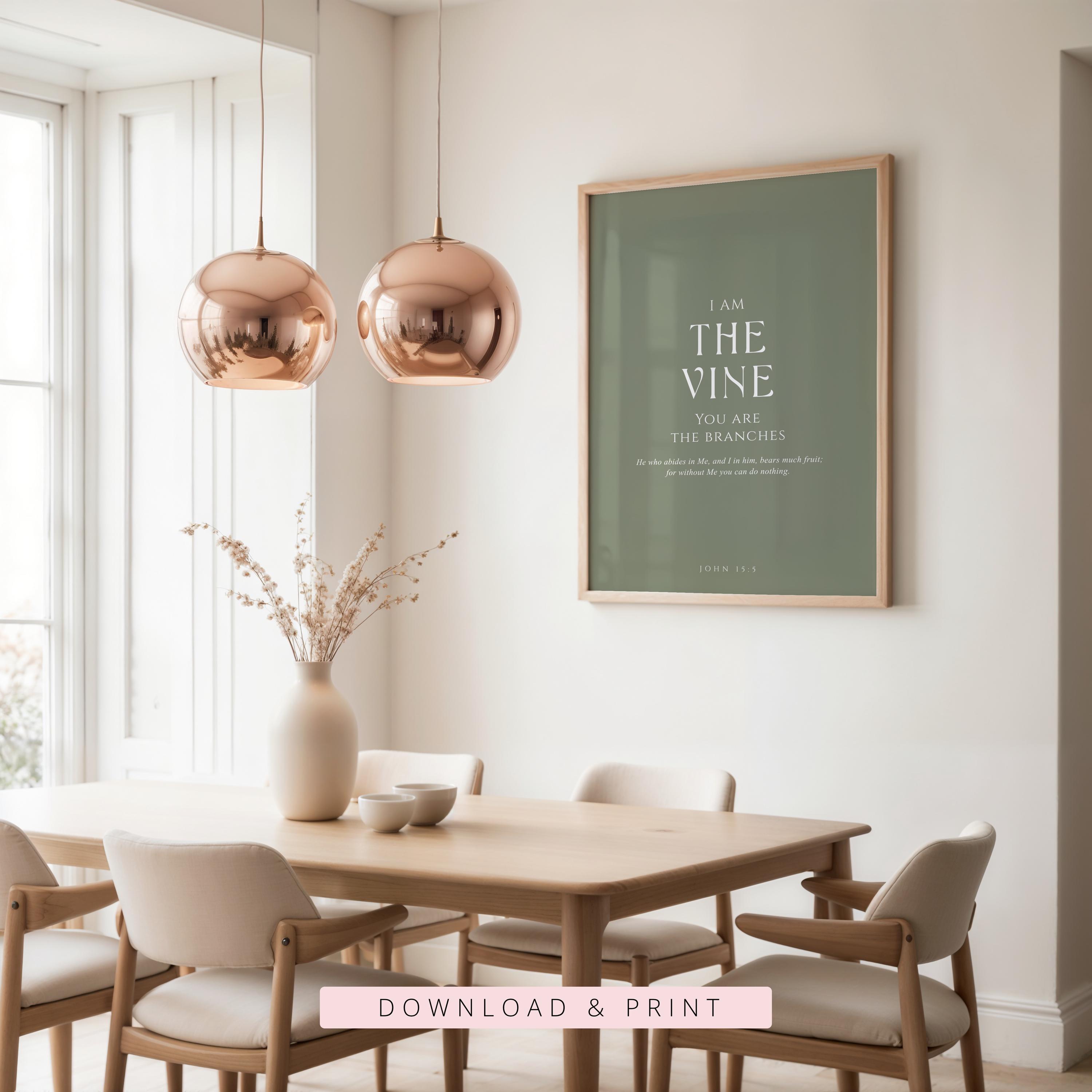 I Am the Vine Bible Verse Print, John 15:5, Minimalist Christian Wall ...