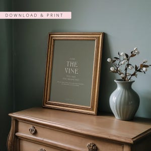 I Am the Vine Bible Verse Print, John 15:5, Minimalist Christian Wall ...