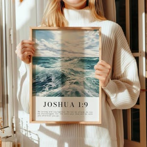 Sei stark und mutig Druck, Joshua 1: 9, Bibel Vers Wandkunst, christliche Wandkunst, Wellen Schrift Zeichen, christliches Wohndekor