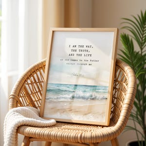 John 14:6 I am the way the truth the life, Bible Verse Printable, Modern Scripture Print, Mountain, Christian Wall Decor, Christian Gift
