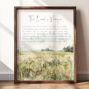 Christian Wall Art, Matthew 6:9-13 The Lord&#39;s Prayer Printable, Floral Bible Verse Wall Art, Aesthetic Scripture Print, Wildflowers