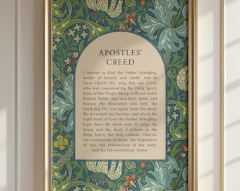 Apostles' Creed Christian Wall Art, Botanical Bible Verse Print, Floral Scripture Wall Art, Vintage Style, Prayer Wall Art, Aesthetic