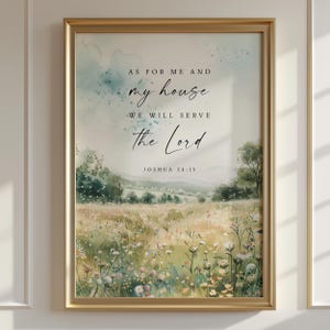 Joshua 24:15 As for Me and My House We Will Serve the Lord Wall Art, Christian Wall Art, Bible Verse Print, Scripture Sign, Housewarming