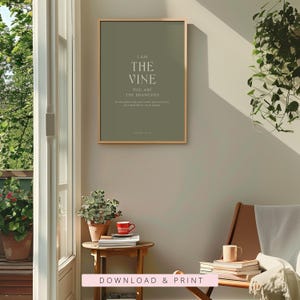 I Am the Vine Bible Verse Print, John 15:5, Minimalist Christian Wall ...