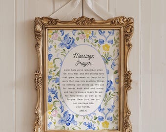 Grandmillenial Marriage Prayer Printable, Christian Wedding Wall Art, Floral Marriage Wall Art, Unique Wedding Gift, Cottagecore