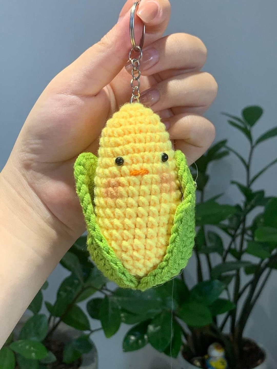 Corn Keychain Amigurumi Corn Vegetable Keychain Crochet Handmade Corn ...