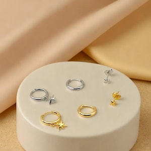 Gold & Silver Womens Earrings Set, Dangle Hoop Earring, Huggie Hoop,  3PCS Set earrings,  Perfect for Earring Stacking.