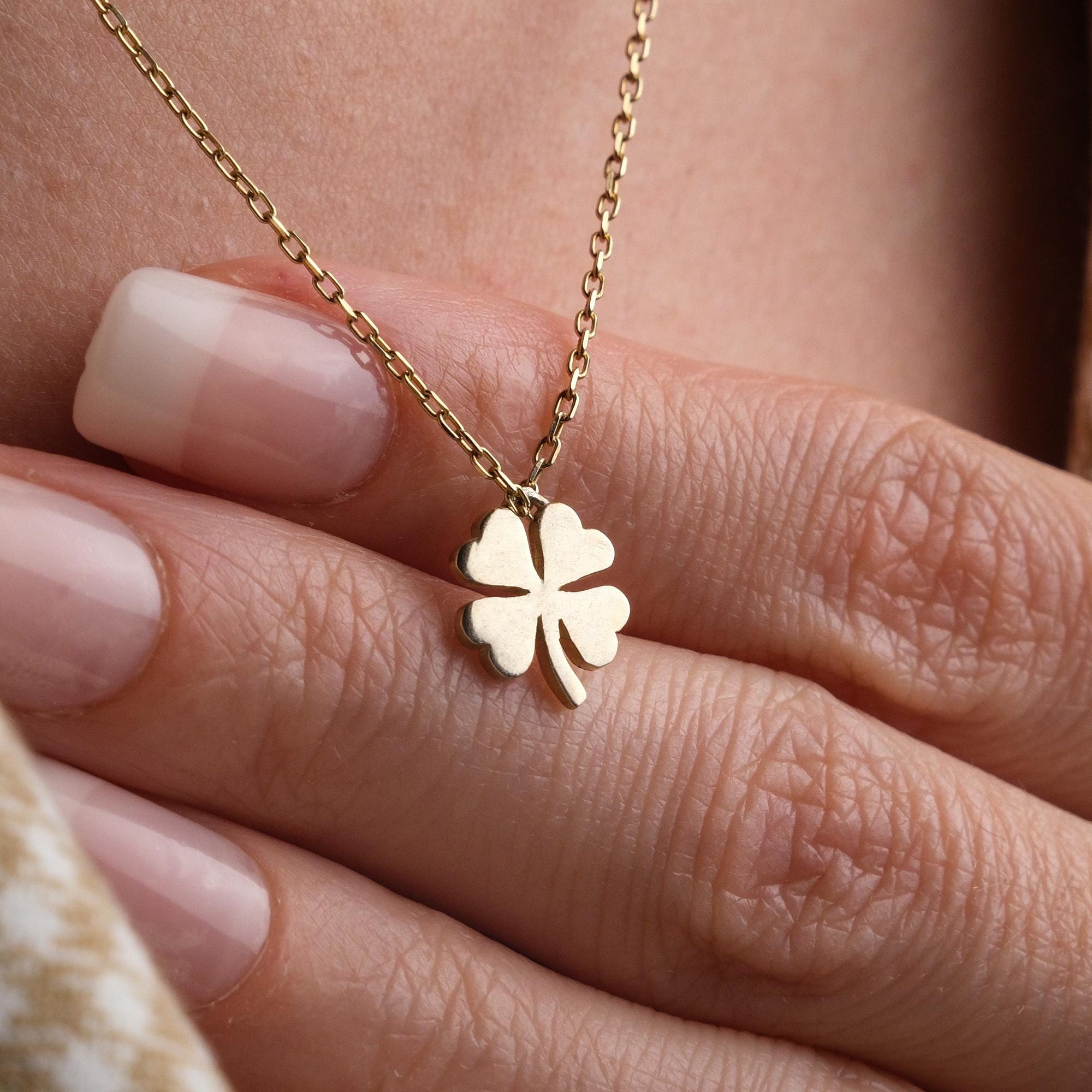 新品 FeLi フェリ K14YG 585YGクローバーモチーフ ネックレス 黒 