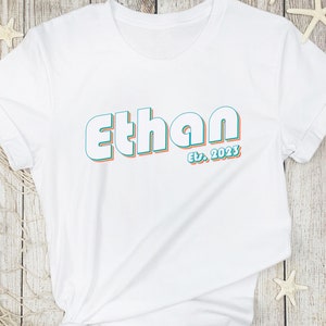 Personalized Name Unisex Toddler Shirt - Custom Name Kids Tee - Retro Unisex Shirt - Custom Year, Natural Infant, Toddler & Youth Tee Cute
