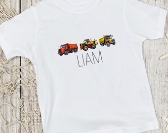 Personalized Construction Truck Shirt, Kids Toddler Tee