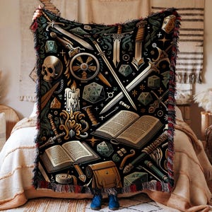 DND Woven BLANKET, Dungeons and Dragons blanket, d&d blanket, Dragon Blanket, Dnd Gifts, dnd bedding, Nerdy Blanket, Gaming blanket, blanket