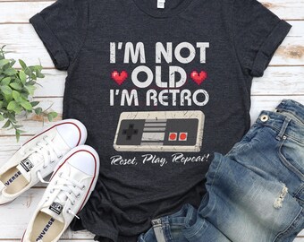 I'm not old shirt,Video Gaming console Tee,Gift for Video Games Player,80s and 90s Retro Gaming Fans,Vintage Colors Graphic Tee,Funny Gaming