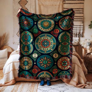 Veelkleurig geweven navigatietapijt, pastel Goth Grillig Gooi deken Boek hoekje Home Decor Fall Vibes Cadeau voor Halloween Esthetisch schattig