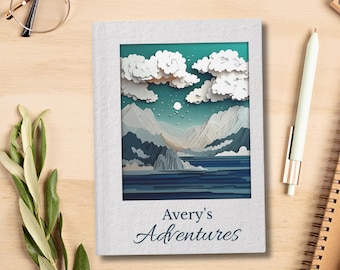 Diario de viaje personalizado para niños, graduados, campamentos en EE. UU., estilo de arte recortado, graduación de año sabático, familia, sobrina, sobrino, viaje por carretera por los 50 estados
