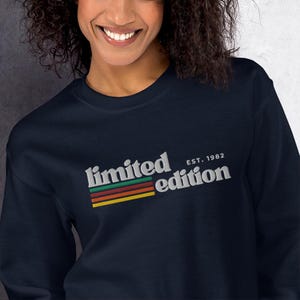 Custom Year Embroidered Sweatshirt Custom Birth Date Sweatshirt for Woman retro 30th Birthday 40th Birthday 50th Birthday Gift Birth Man