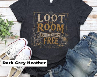 Loot the Room Dungeons and Dragons Pocket Tee, Funny Front Back DnD Shirt, Geeky Gamer Gift, Dungeon Master DM Gift, DnD Loot Bag Gift, bg3
