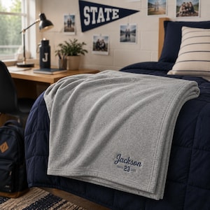 Personalized stadium blanket, Custom Embroidered Throw with Names and Date, Anniversary Gift for Couple, Sweatshirt blanket, Monogrammed