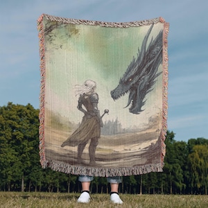 Throne of Glass Inspired Woven Blanket, Manon & Abraxos Tapestry Throw, TOG Fandom Gift, Cozy Booktok, Decor for Book Lovers, SJM Throw