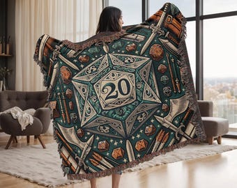 DND Woven BLANKET, Dungeons and Dragons blanket, d&d blanket, Dragon Blanket, Dnd Gifts, dnd bedding, Nerdy Blanket, Gaming blanket, blanket