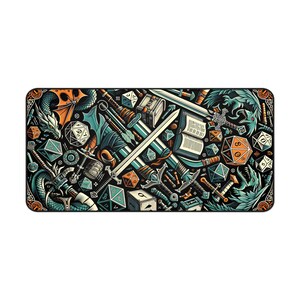 XL Gaming Desk Mat for Dungeons and Dragons and Fantasy Readers - Creative Decor Gift, Castlecore, DM Player, DND Player Gift, Fantasy Desk image 6
