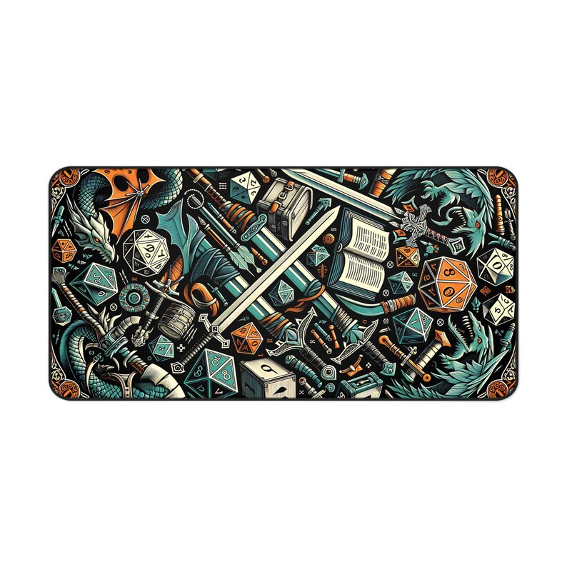 XL Gaming Desk Mat for Dungeons and Dragons and Fantasy Readers - Creative Decor Gift, Castlecore, DM Player, DND Player Gift, Fantasy Desk image 6