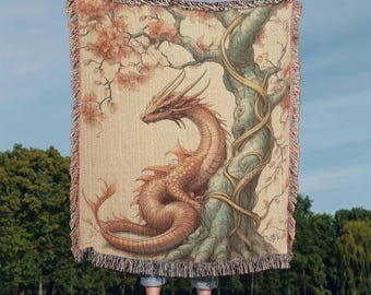 Coperta tessuta con drago per lei, coperta Dungeons and Dragons, coperta d&d, coperta con drago, regali D&D per la mamma, biancheria da letto d&d, coperta nerd, giochi
