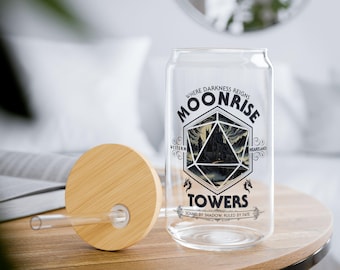 Moonrise Towers Sipper Glass, 16oz tumbler,Perfect for D&D players,Geeky Gift, Baldurs Gate,Dungeons and Dragons gift, dnd gifts,dm gift bg3