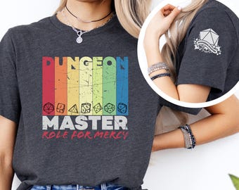 Dungeon Master T-shirt, Geek Gift, 20 sided dice shirt, Dungeons and Dragons, D&D game player, LGBTQ+ rainbow, dnd gift for dungeon master,