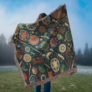 DND Woven BLANKET, Dungeons and Dragons blanket, d&d blanket, Dragon Blanket, Dnd Gifts, dnd bedding, Nerdy Blanket, Gaming blanket, blanket