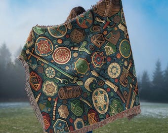 COPERTA tessuta DND, coperta Dungeons and Dragons, coperta d&d, coperta drago, regali Dnd, biancheria da letto Dnd, coperta nerd, coperta da gioco, coperta