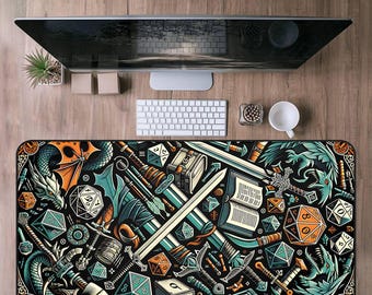 XL Gaming Desk Mat for Dungeons and Dragons and Fantasy Readers - Creative Decor Gift, Castlecore, DM Player, DND Player Gift, Fantasy Desk