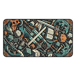 XL Gaming Desk Mat for Dungeons and Dragons and Fantasy Readers - Creative Decor Gift, Castlecore, DM Player, DND Player Gift, Fantasy Desk image 4