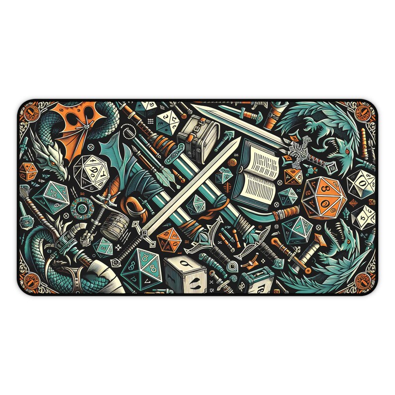 XL Gaming Desk Mat for Dungeons and Dragons and Fantasy Readers - Creative Decor Gift, Castlecore, DM Player, DND Player Gift, Fantasy Desk image 4