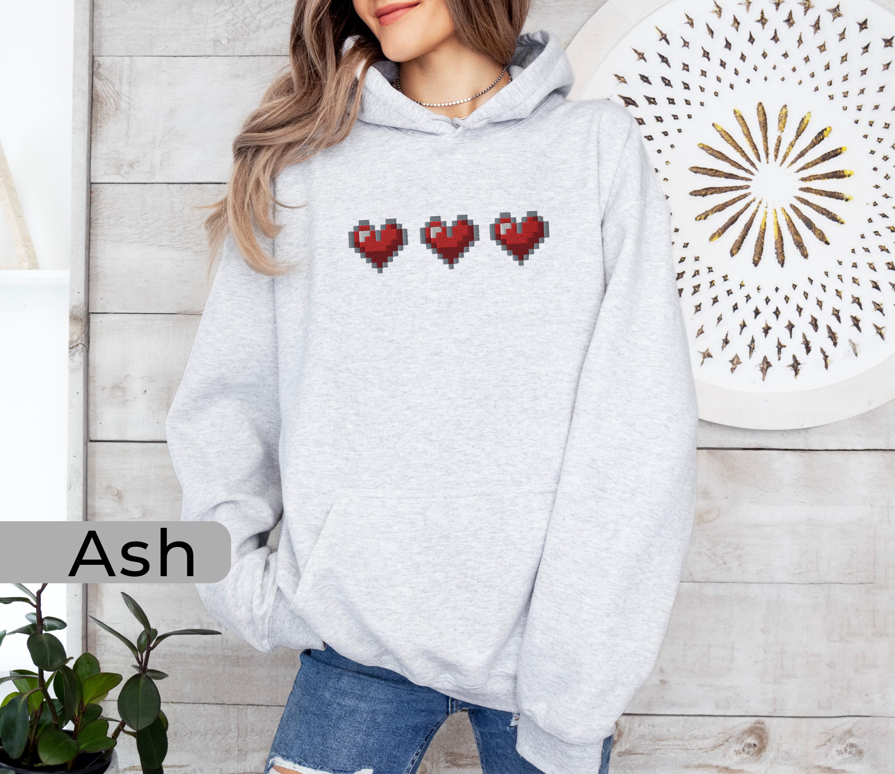 Retro 80's Heart Embroidered Hoodie, Valentine Heart Sweater
